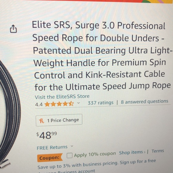 Elite Sportz Jump Rope Black New - Picture 3 of 3